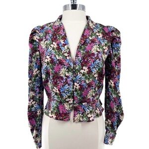 Zara Floral Puff Sleeve Button Up Blouse SIZE L